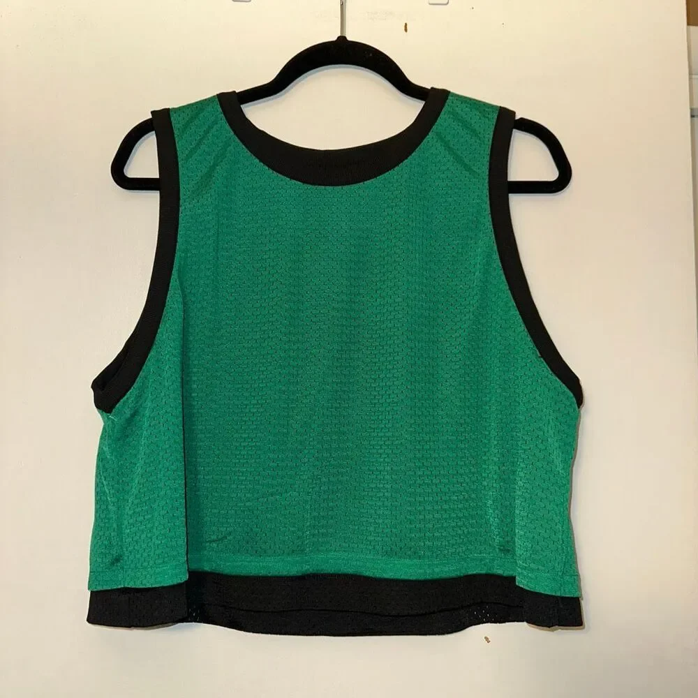 Lululemon Womens XL Double Layered Reversible Mesh Tank Top Green Black NWT